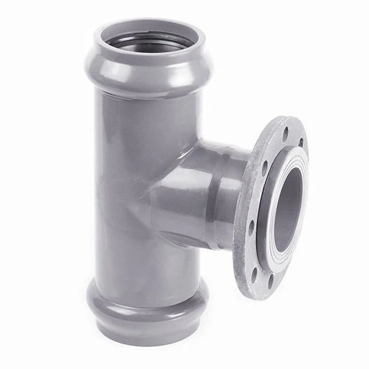 Тройник НПВХ Dn 90 с метал. фланцем Ду 80 ХЕМКОР